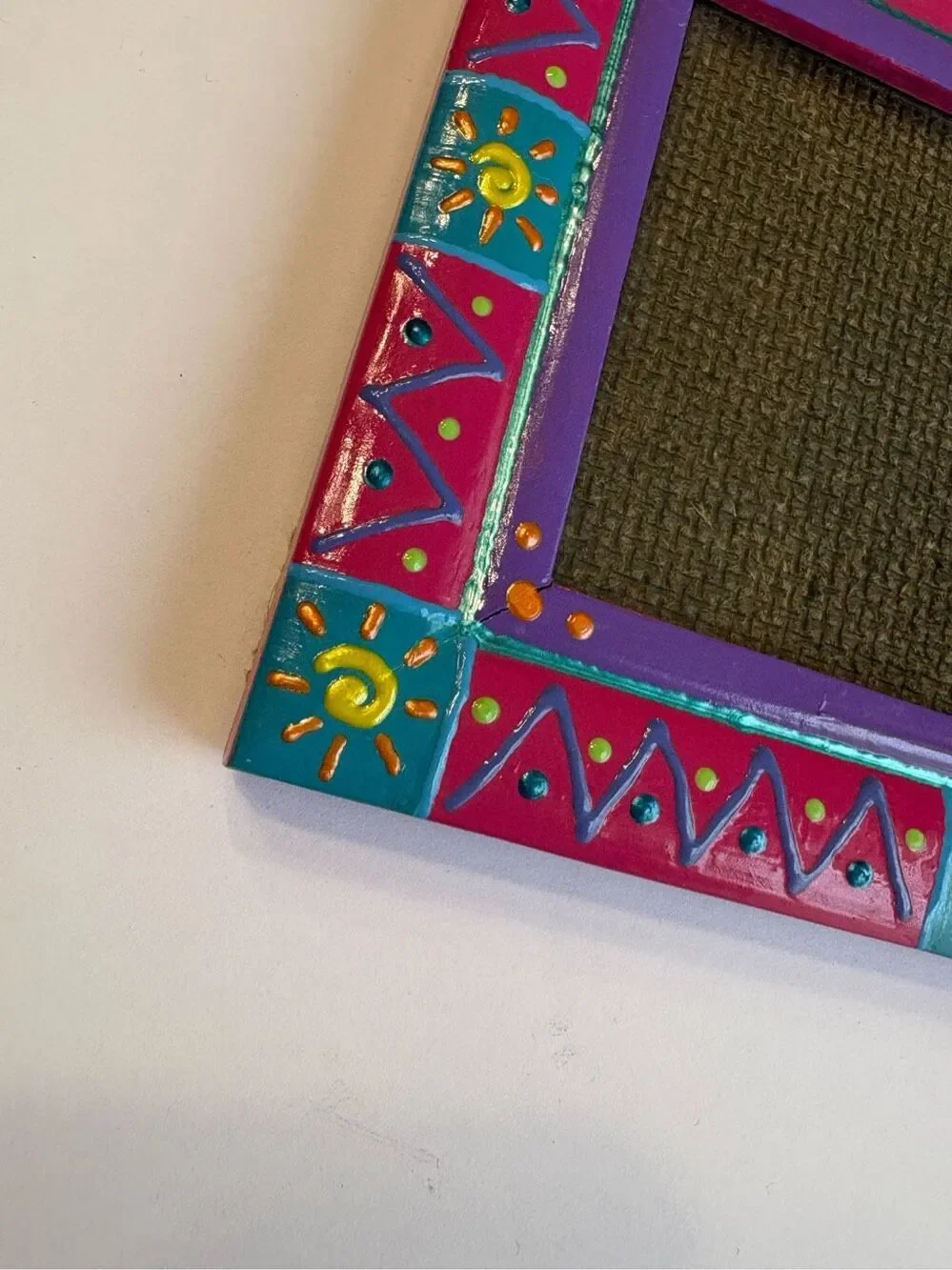 Hand Painted 4x6 Picture Frame Pink Purple Blue Yellow Orange